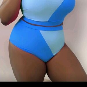 Blue and Light Blue Women's Swim Bottoms